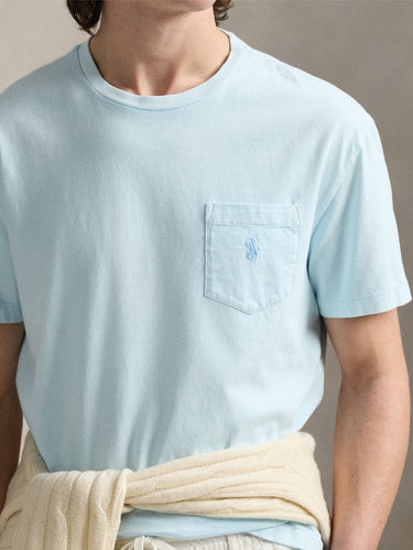 T-shirt con Taschino Custom Slim Fit Cielo