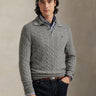 RALPH LAUREN-Maglia con Collo Polo a Trecce Grigio-TRYME Shop