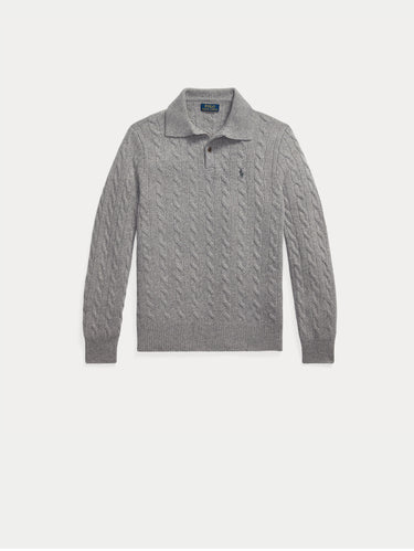 Maglia con Collo Polo a Trecce Grigio
