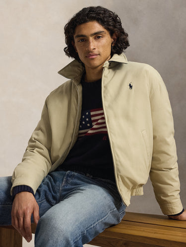Giacca Sportiva in Twill con Imbottitura Beige