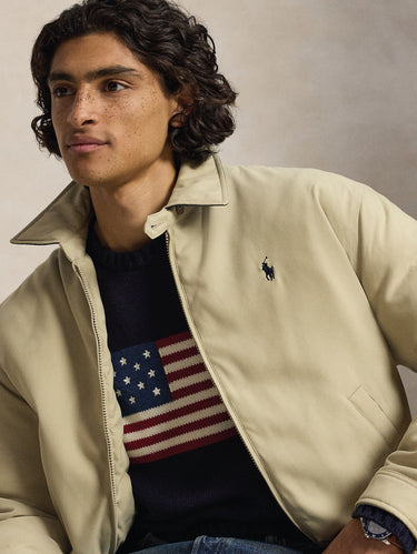 Giacca Sportiva in Twill con Imbottitura Beige
