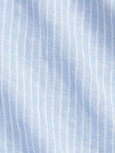 Leinenhemd Custom Fit mit hellblau-weißem Streifenmuster