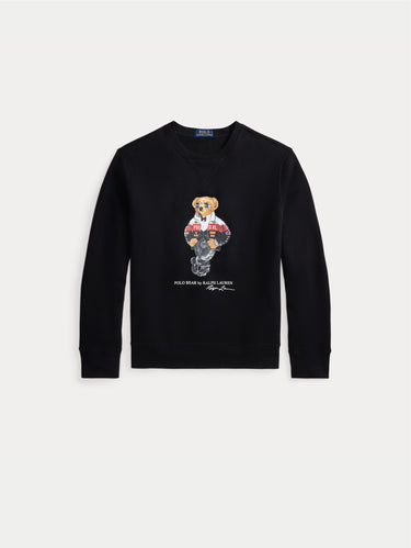 Black Polo Bear Print Crewneck Sweatshirt