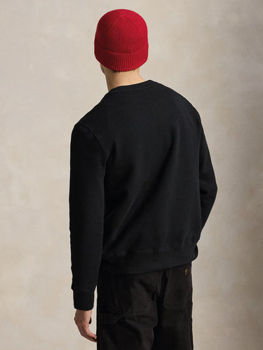 Black Polo Bear Print Crewneck Sweatshirt