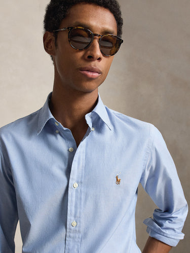 Camicia in Oxford Stretch Custome Fit Blu