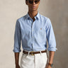 RALPH LAUREN-Camicia in Oxford Stretch Custome Fit Blu-TRYME Shop