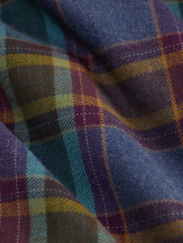 Camicia a Quadri in Flanella di Cotone Blu/verde/Vino