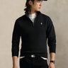RALPH LAUREN-Felpa in Maglia Doppia con Mezza Zip Nero-TRYME Shop
