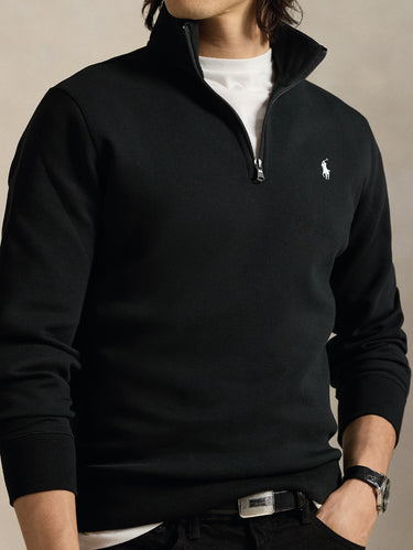 Felpa in Maglia Doppia con Mezza Zip Nero
