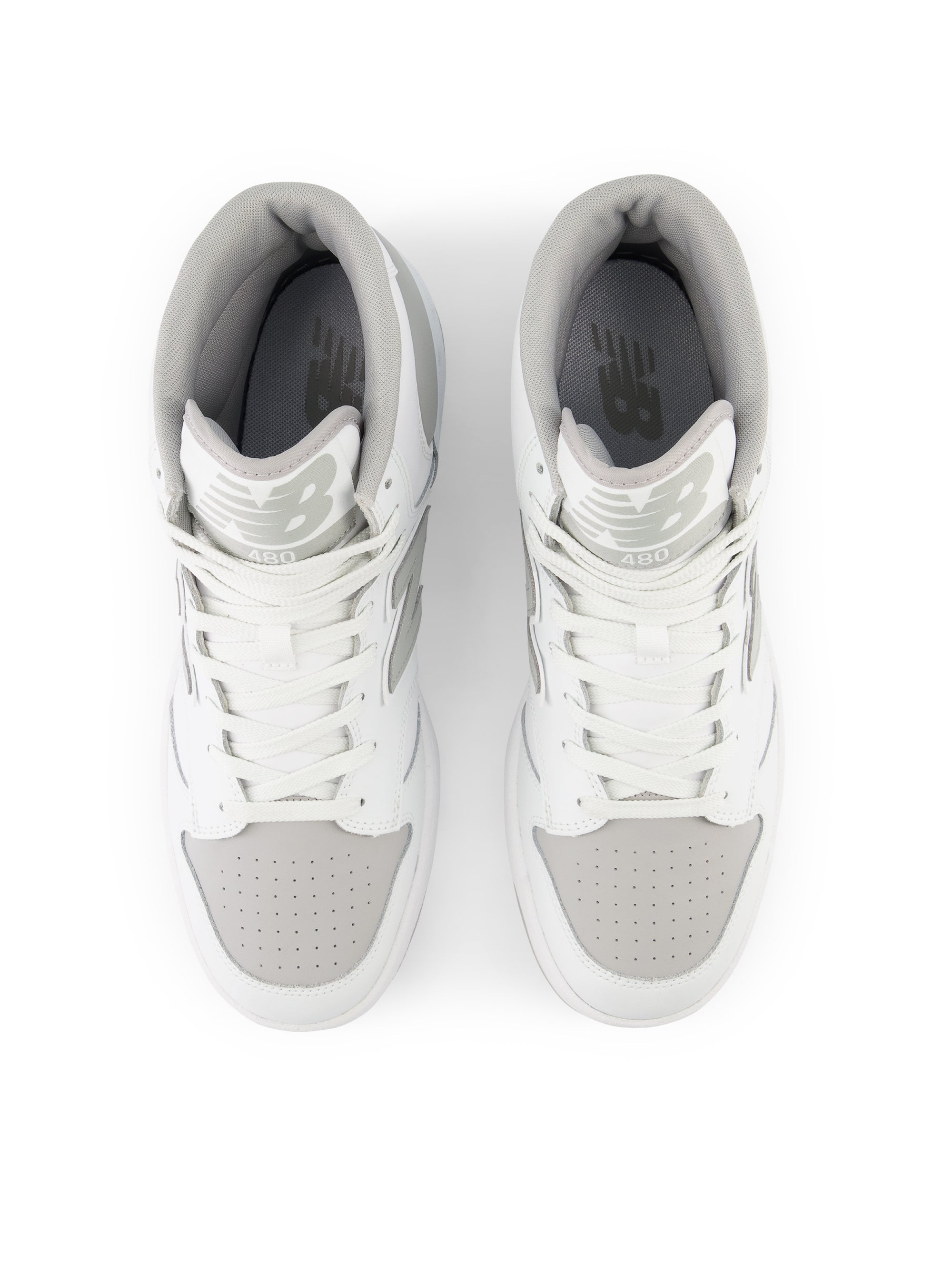 Hohe Sneakers im Retro-Basketball-Stil, Grau/Weiß