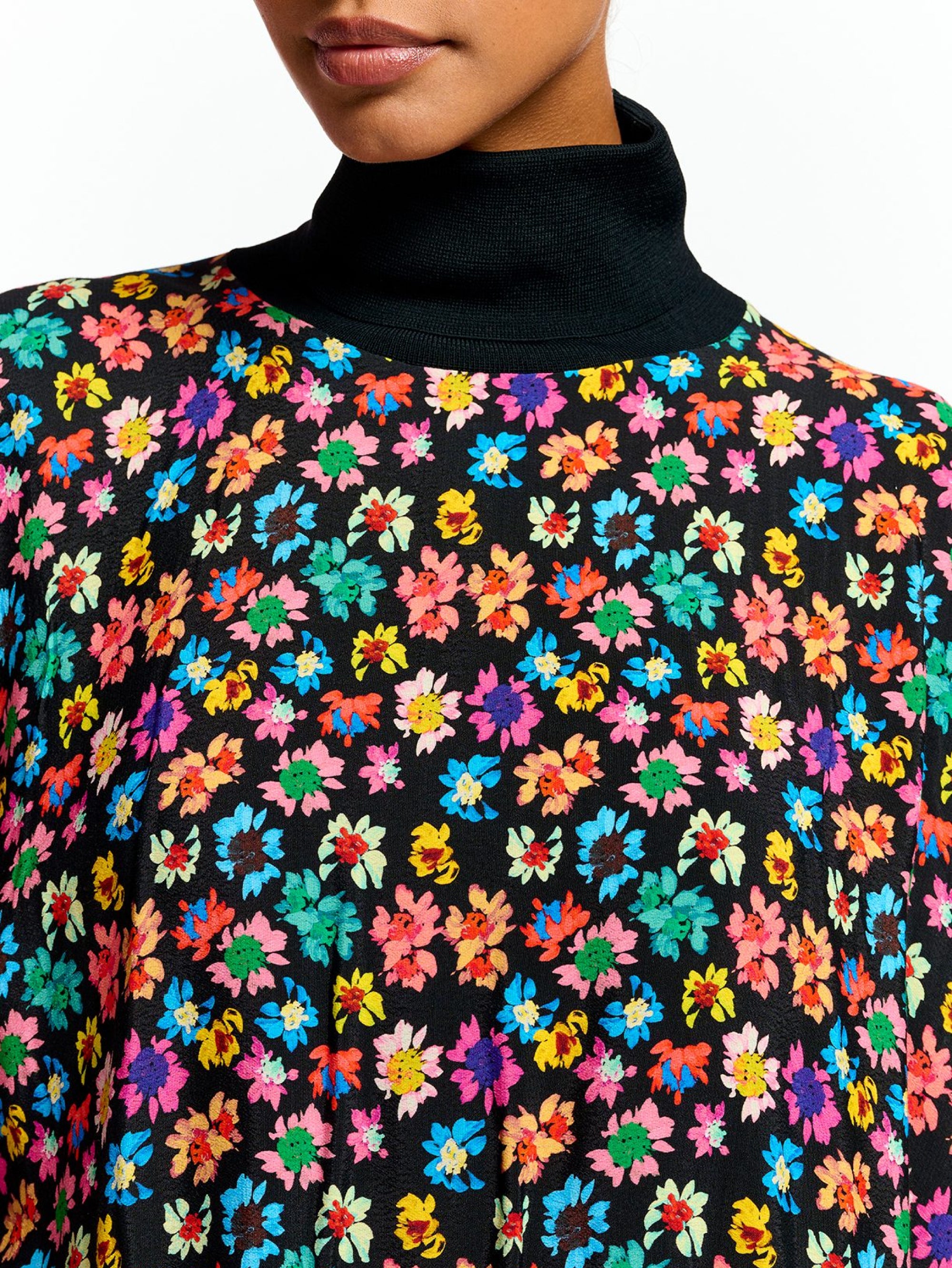Blouse with Black Floral Print