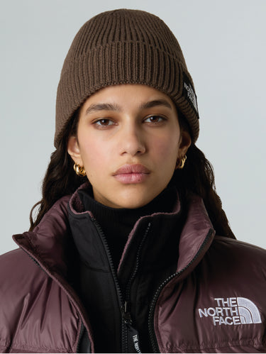Brown Knit Beanie with Front Logo