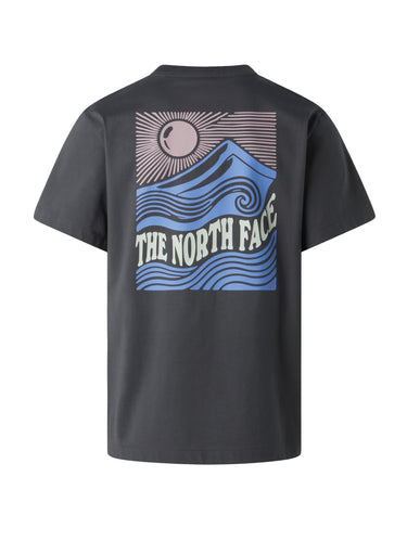 Cotton T-shirt with Mountain Escape Print Anthracite