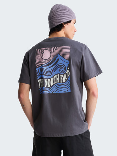 Cotton T-shirt with Mountain Escape Print Anthracite