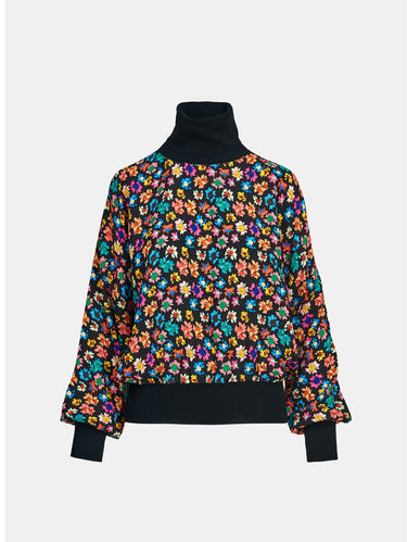 Black Blouse with Floral Print