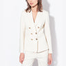 PINKO-Blazer Doppiopetto con Bottoni Gioiello Bianco-TRYME Shop