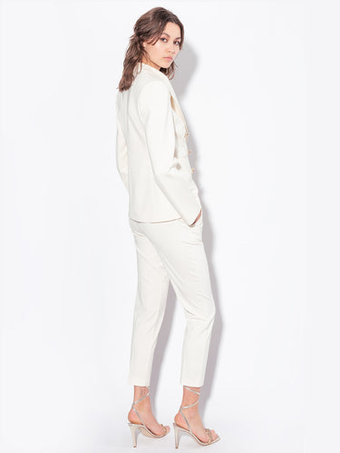 Blazer Doppiopetto con Bottoni Gioiello Bianco