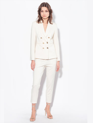 Blazer Doppiopetto con Bottoni Gioiello Bianco