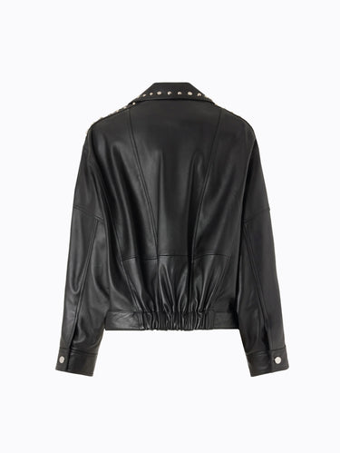 Giacca Chiodo in Nappa con Borchie Nero