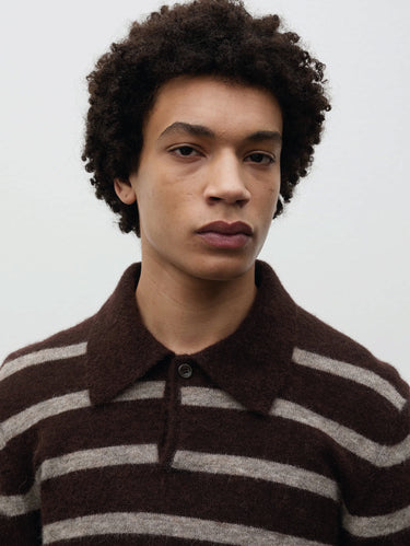 Gudme Striped Alpaca-Blend Polo Brown