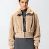 PINKO-Bomber in Tessuto Aspen Effetto Pelliccia Beige-TRYME Shop
