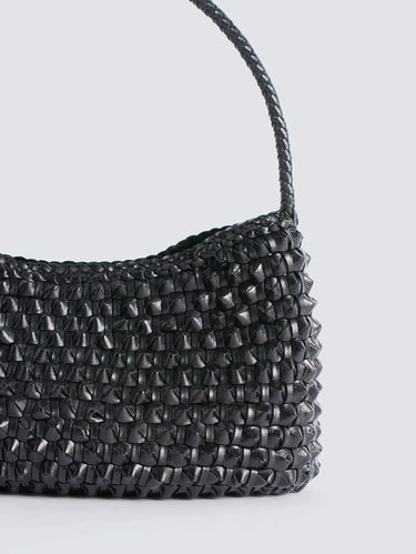 Borsa a Spalla in Pelle Intrecciata Basil Cactus Nero