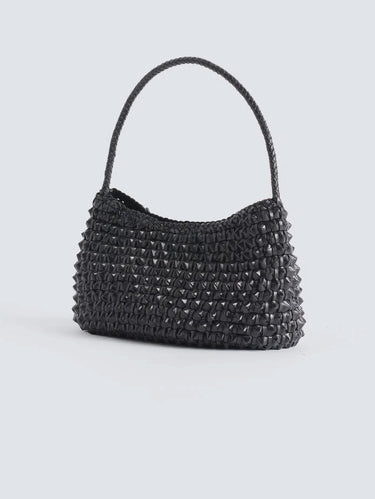 Borsa a Spalla in Pelle Intrecciata Basil Cactus Nero