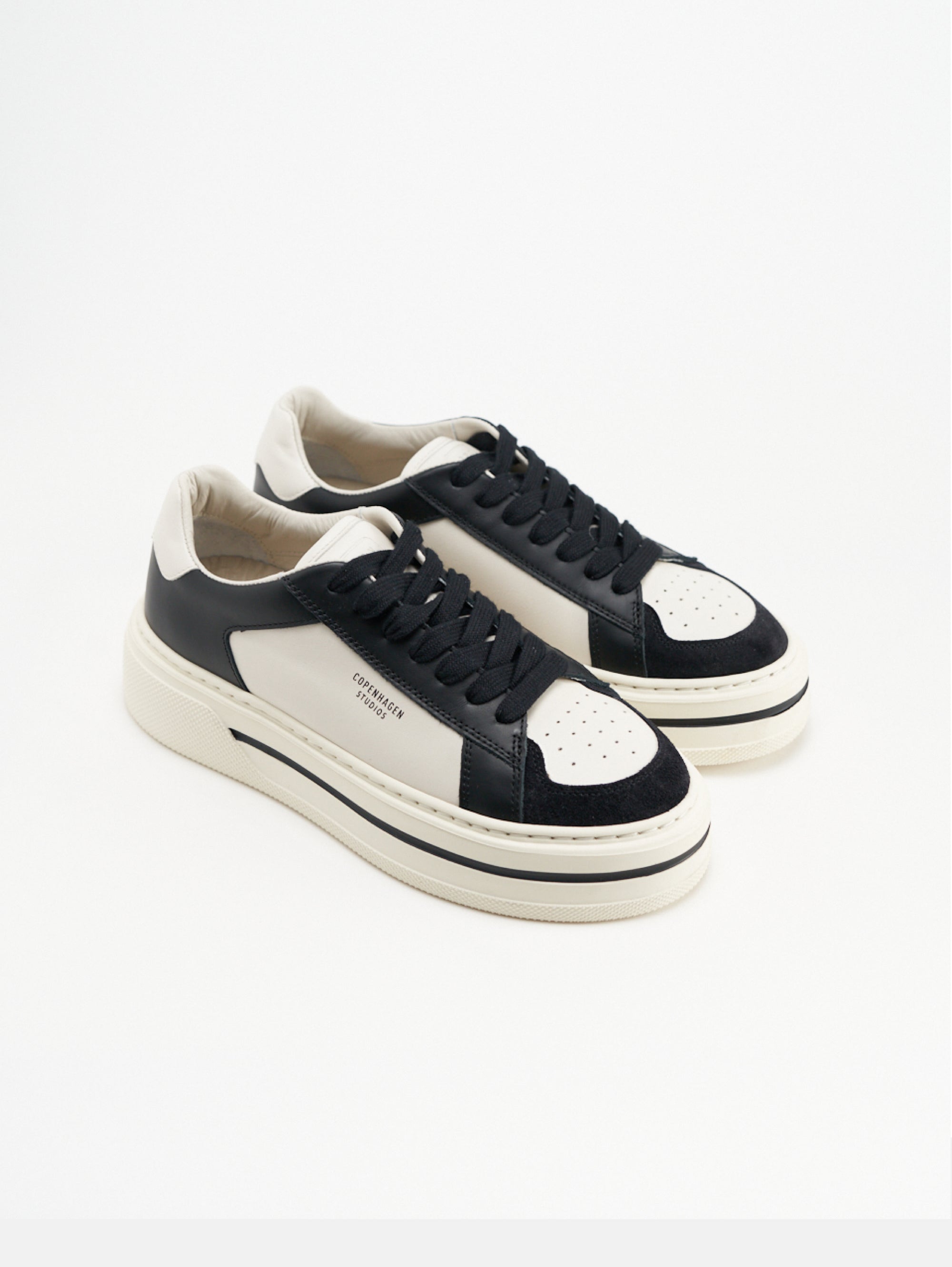 Cream/Black Suede and Leather Low Sneakers
