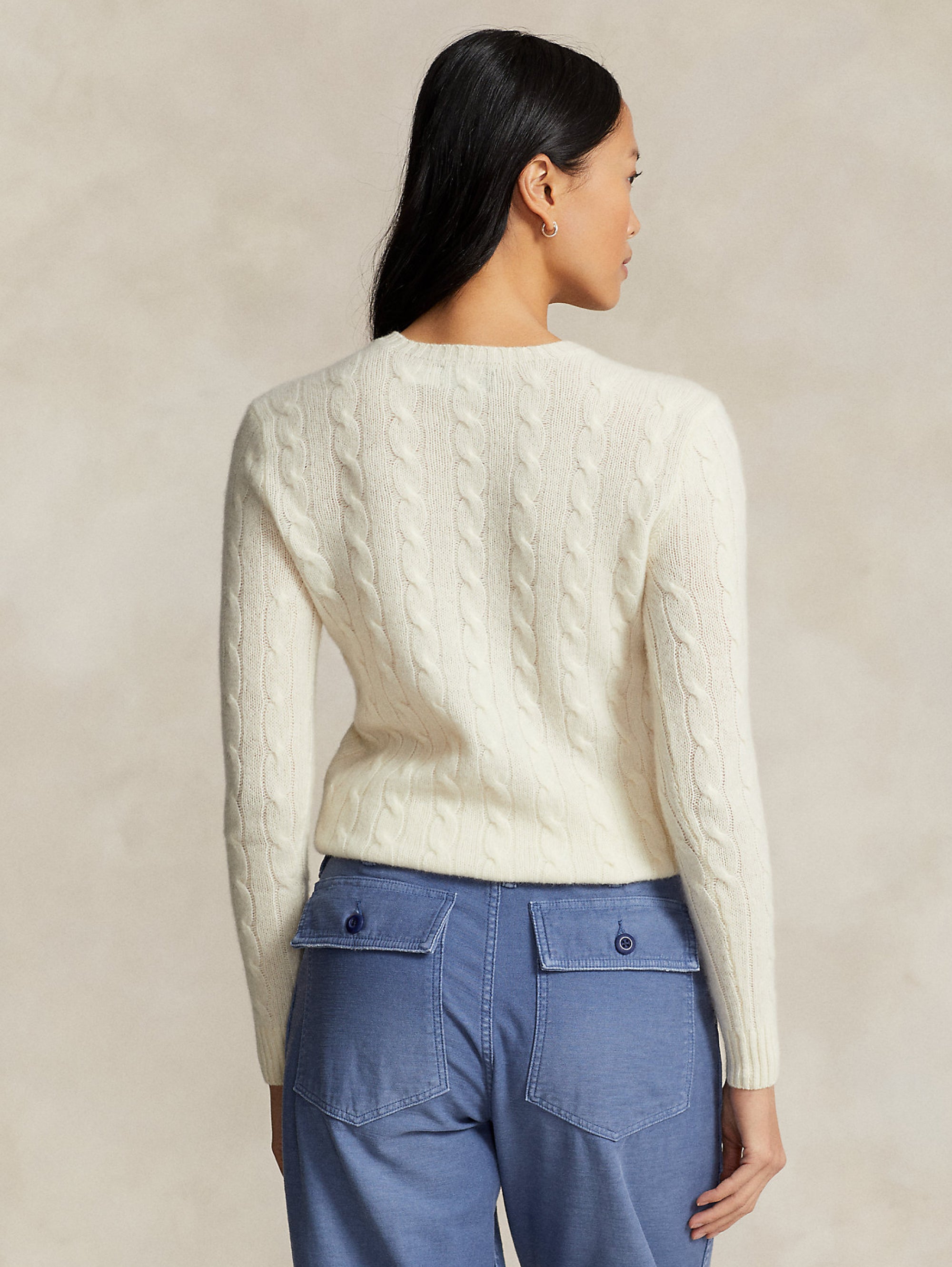 Cream Cashmere Blend Cable Sweater