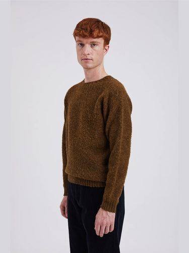 Birnir Olive Scottish Wool Crewneck Sweater