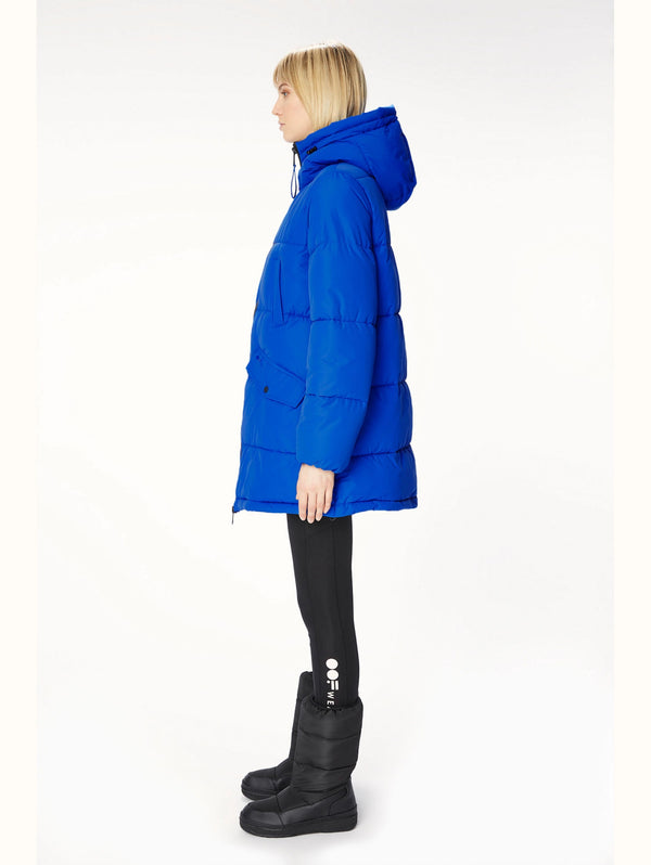Giubbotto in Nylon con Cappuccio Blu