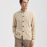 FILIPPO DE LAURENTIIS-Cardigan con Lavorazione a Treccia in Cashmere Paglia-TRYME Shop