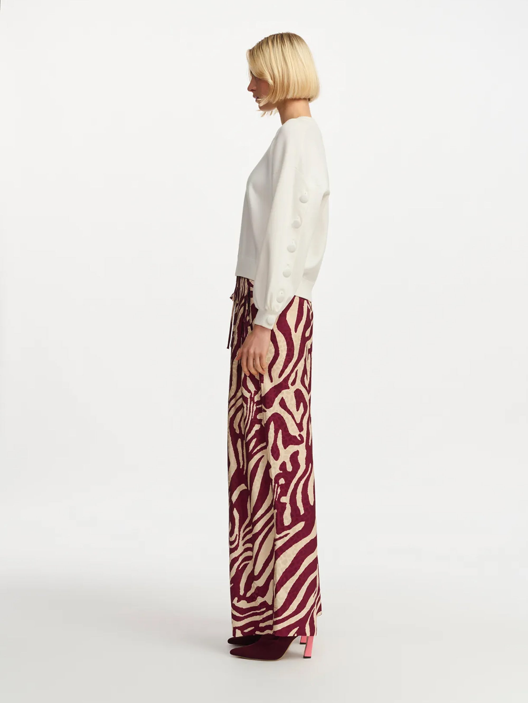 Palazzo Trousers with Red Zebra Print