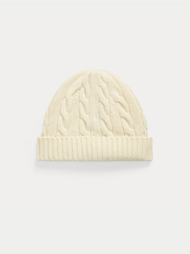 Cream Cable-Knit Beanie