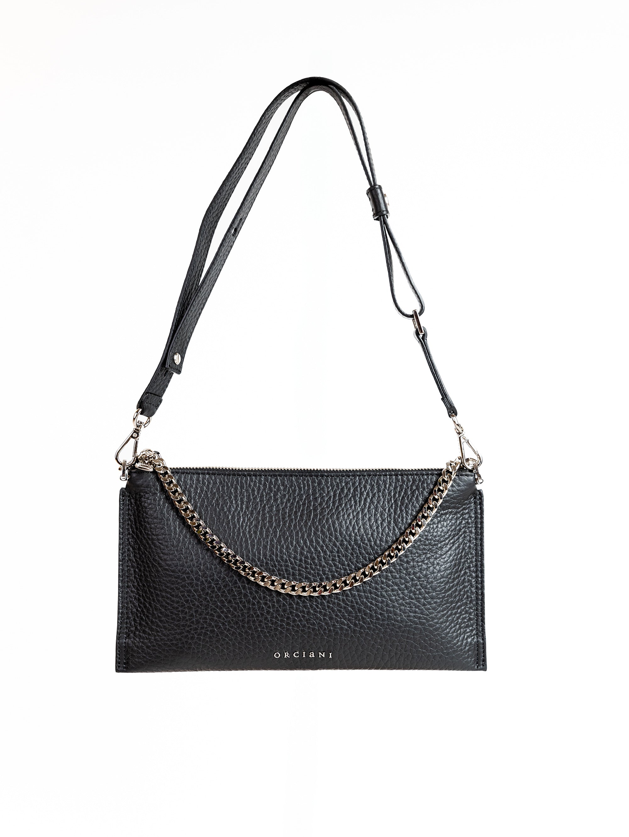 Orciani Textured Black Leather Shoulder Bag Orciani Textured Black Leather Shoulder Bag