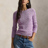 RALPH LAUREN-Maglia Girocollo in Cotone a Trecce Lilla-TRYME Shop