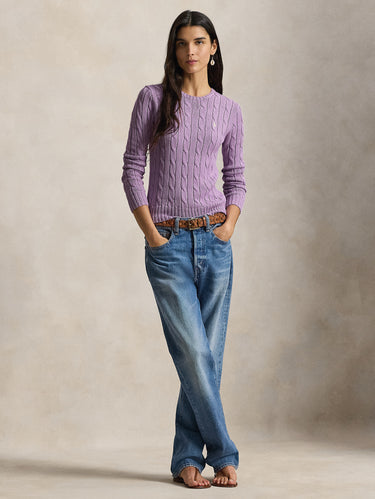 Maglia Girocollo in Cotone a Trecce Lilla