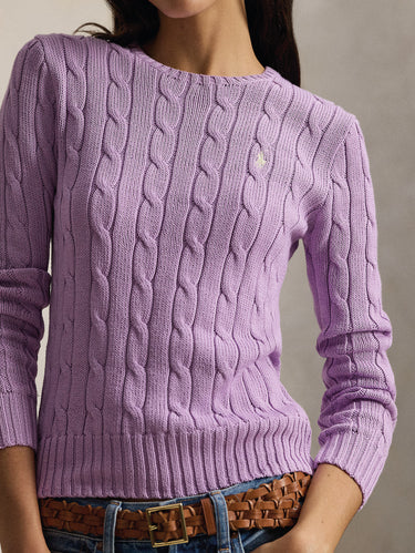Maglia Girocollo in Cotone a Trecce Lilla