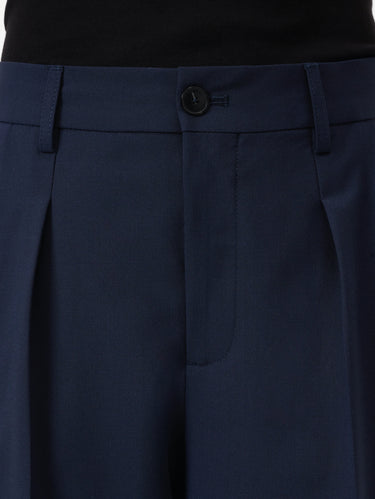 Ankle-Length Wool Fresco Trousers Blue