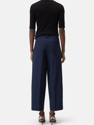 Ankle-Length Wool Fresco Trousers Blue