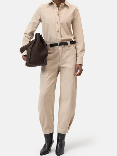Ballonhosen aus Baumwoll-Twill Beige Ton