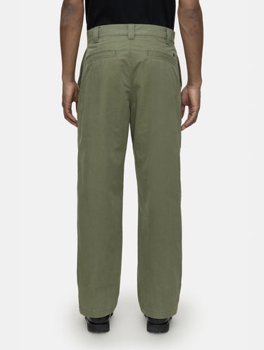 Olive Green Poplin Pants with Patch Pockets