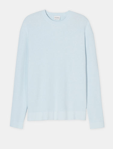 Sky Blue Ribbed Crew Neck Sweater