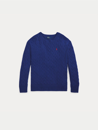 Relaxed Fit Cable Knit Sweater Cobalt