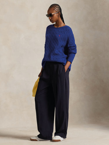 Relaxed Fit Cable Knit Sweater Cobalt
