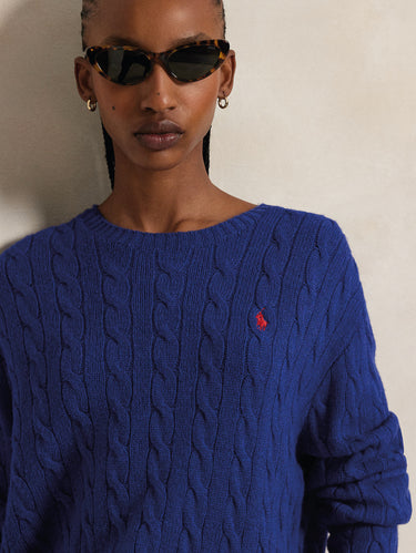 Relaxed Fit Cable Knit Sweater Cobalt