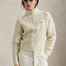RALPH LAUREN-Maglia a Trecce in Lana con Mezza Zip Crema-TRYME Shop