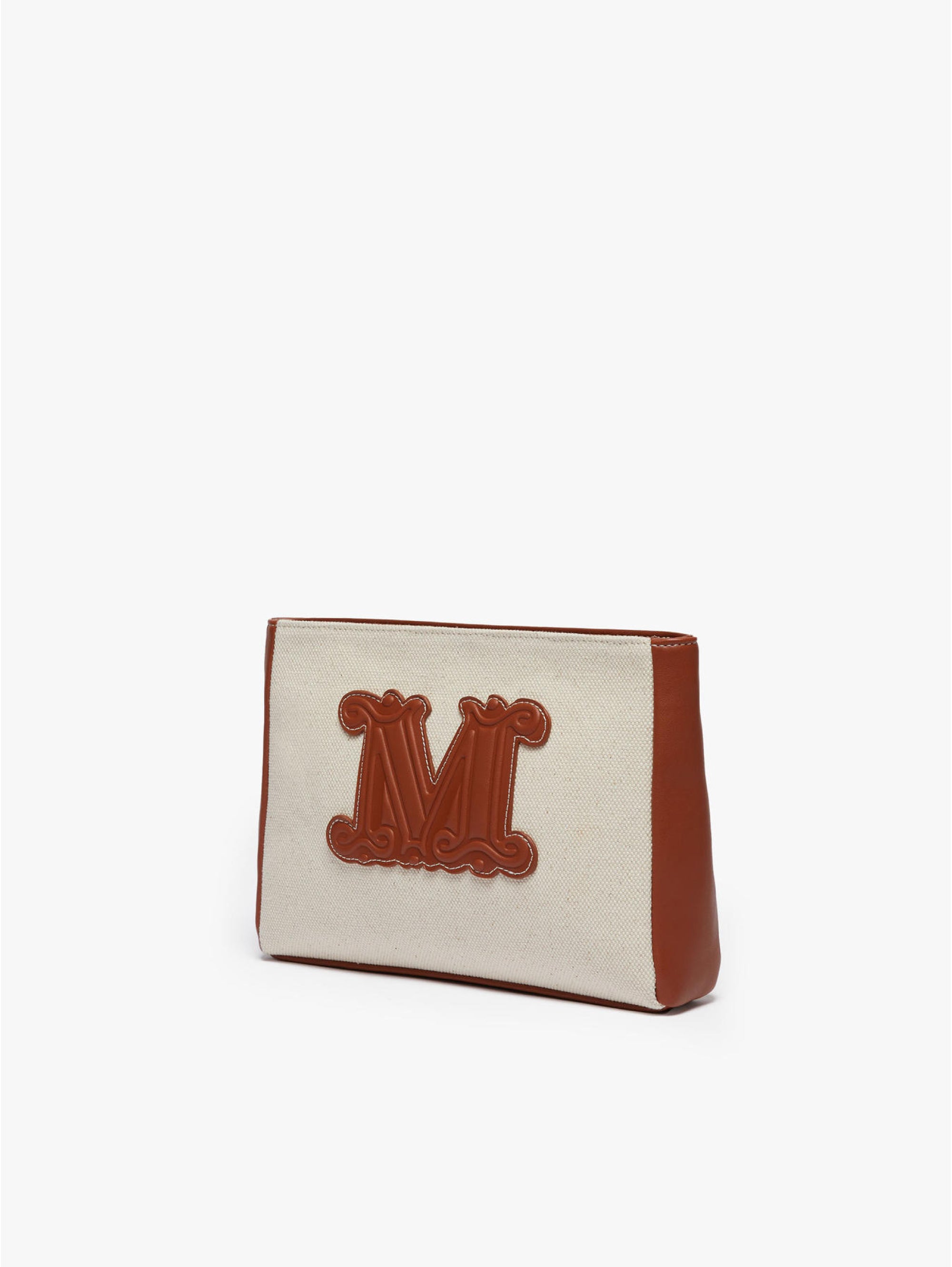 Canvas clutch bag with M Monogram Sand