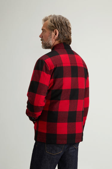 Rote wattierte Hemdjacke mit Karomuster aus Wollmischung