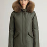 WOOLRICH-Parka Arctic con Cappuccio in Raccoon Verde Scuro-TRYME Shop